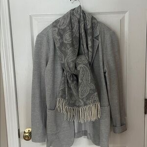 Old Navy Gray Jacket with Paisley Cashmink Scarf